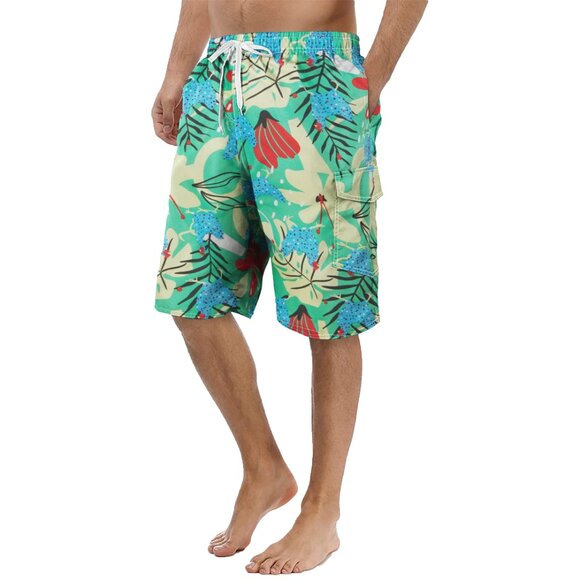 Men's Printed Cargo Swim Shorts With Pockets Regular Flex Bathing Board Trunks - Picture 14 of 16